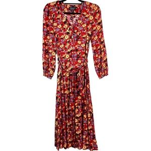 & Other Stories Tie Waist Floral V Neck Midi-Maxi Dress